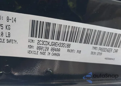 2014 Dodge Charger Sxt z USA, uszkodzony, nr VIN 2C3CDXJG0EH335188